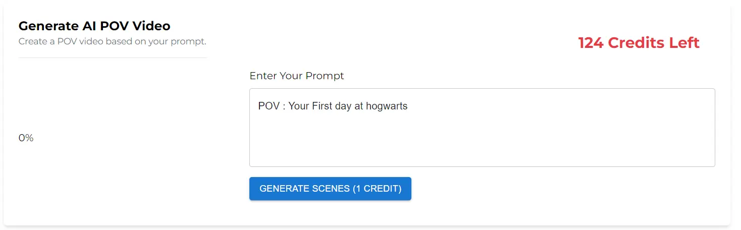 ShortsAuto AI POV prompt example showing text input field